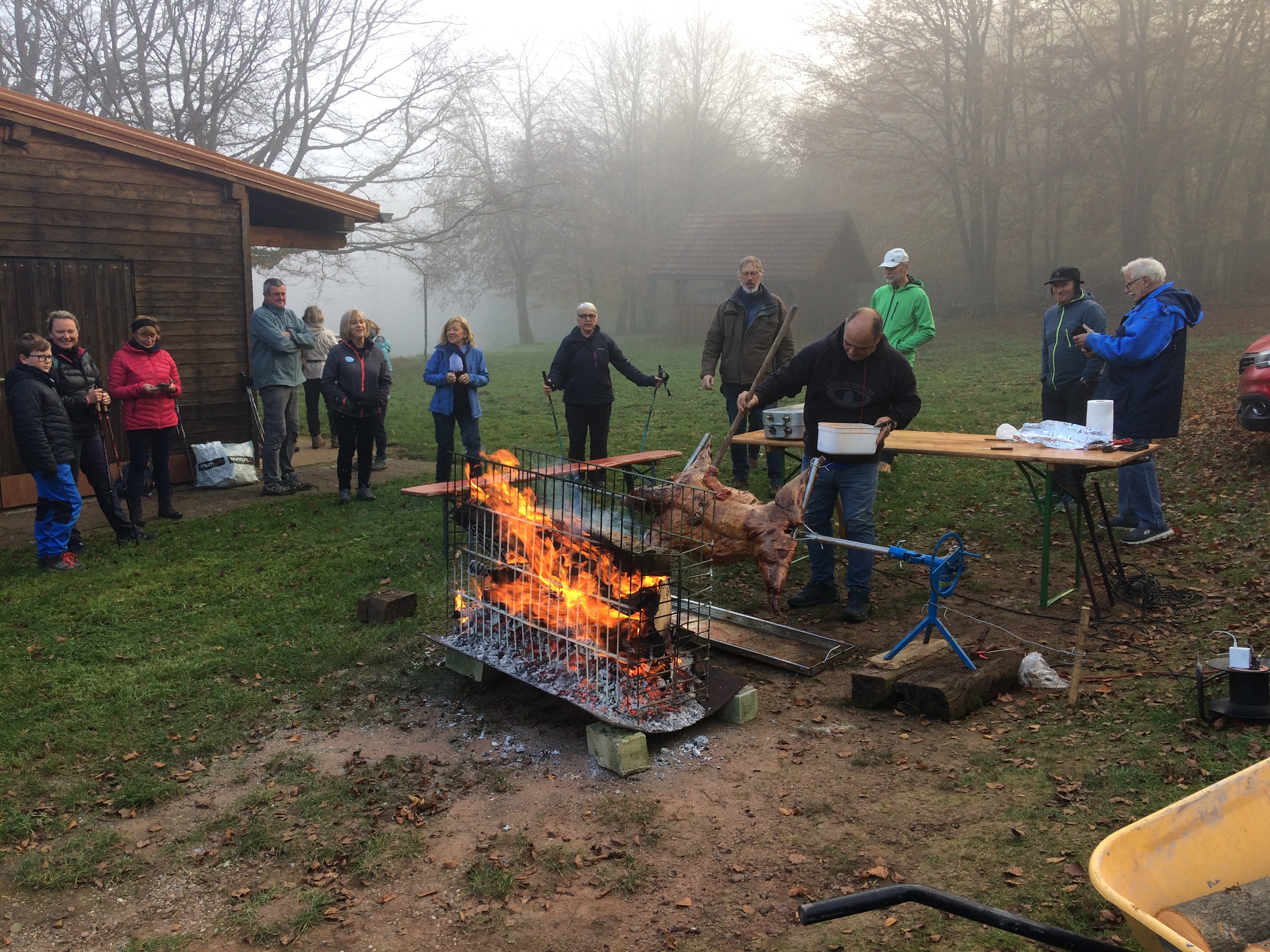 Echauffement ... prés du feu à la marche nordique !!!