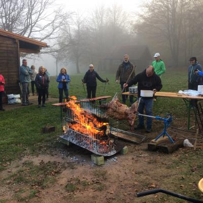 Echauffement ... prés du feu à la marche nordique !!!